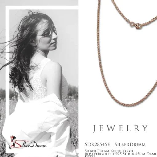 SilberDream Kette Kugel rosevergoldet 925 Silber 45cm Damen Kette SDK28545E