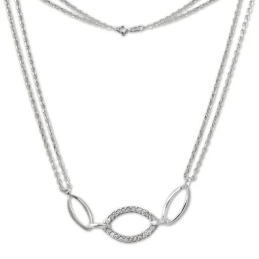 SilberDream Kette Oval Zirkonia weiß 925er Silber 45cm Halskette SDK425W