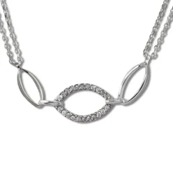 SilberDream Kette Oval Zirkonia weiß 925er Silber 45cm Halskette SDK425W