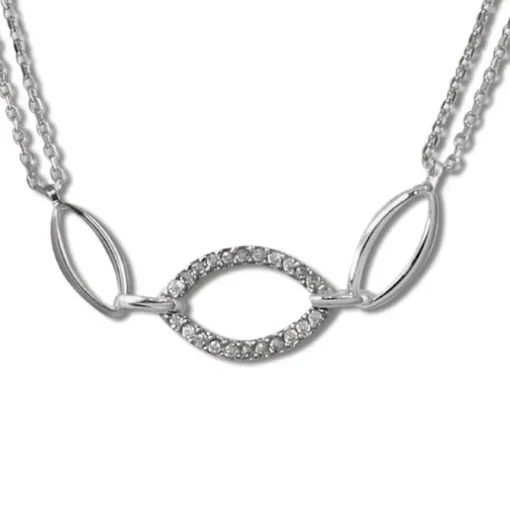 SilberDream Kette Oval Zirkonia weiß 925er Silber 45cm Halskette SDK425W