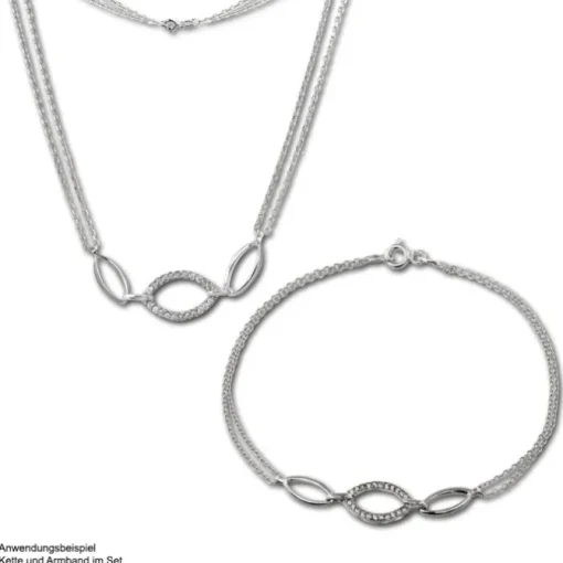 SilberDream Kette Oval Zirkonia weiß 925er Silber 45cm Halskette SDK425W