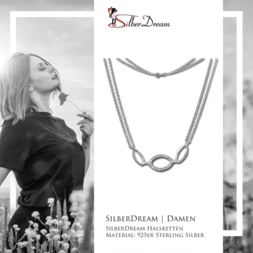SilberDream Kette Oval Zirkonia weiß 925er Silber 45cm Halskette SDK425W
