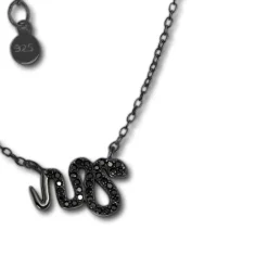 SilberDream Kette Schlange Zirkonia schwarz 925 Silber 41-44cm Halskette GSK400S