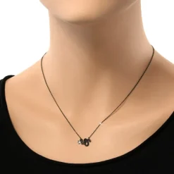 SilberDream Kette Schlange Zirkonia schwarz 925 Silber 41-44cm Halskette GSK400S