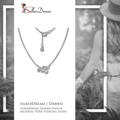 SilberDream Kette Schlange Zirkonia weiß 925er Silber 41-44cm Halskette GSK400W