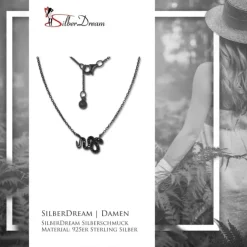 SilberDream Kette Schlange Zirkonia schwarz 925 Silber 41-44cm Halskette GSK400S