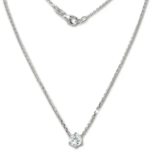 SilberDream Kette Zirkonia Stein weiß 925er Silber 46cm Halskette GSK20046W