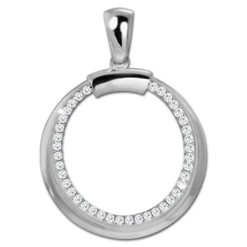 SilberDream Ketten Anhänger -Round- Zirkonia weiß 925 Silber SDH4382W