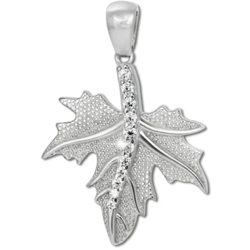 SilberDream Ketten Anhänger -Ahornblatt- Zirkonia weiß 925 Silber SDH4387W