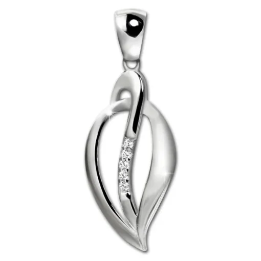 SilberDream Ketten Anhänger -Leaf- Zirkonia weiß 925 Silber SDH4380W