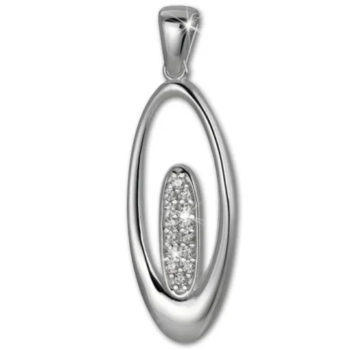 SilberDream Ketten Anhänger Oval Zirkonia weiß 925 Silber SDH406W