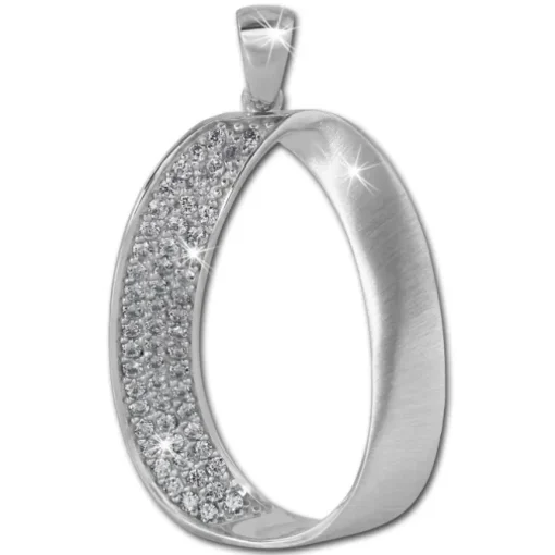 SilberDream Ketten Anhänger Oval Zirkonia mattiert 925er Sterling Silber SDH401W