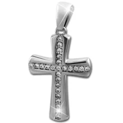 SilberDream Ketten Anhänger Großes Kreuz Zirkonia weiß 925 Silber SDH425W