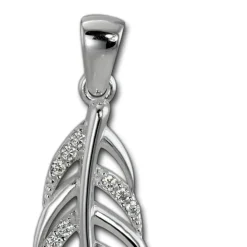 SilberDream Ketten Anhänger Feder Zirkonia weiß 925er Sterling Silber SDH407W