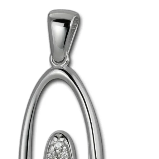 SilberDream Ketten Anhänger Oval Zirkonia weiß 925 Silber SDH406W