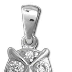 SilberDream Ketten Anhänger 925 Silber Eule mit weißen Zirkonia SDH8001W