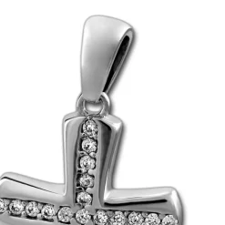 SilberDream Ketten Anhänger Großes Kreuz Zirkonia weiß 925 Silber SDH425W