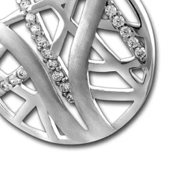 SilberDream Ketten Anhänger Scheibe Zirkonia weiß 925 Silber SDH431W