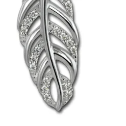 SilberDream Ketten Anhänger Feder Zirkonia weiß 925er Sterling Silber SDH407W