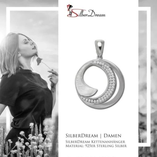 SilberDream Ketten Anhänger -Circle- Zirkonia weiß 925 Silber SDH4373W