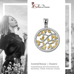 SilberDream Ketten Anhänger -Kreis- bicolor 925er Sterling Silber SDH4384T