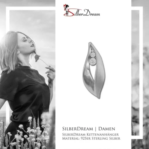 SilberDream Ketten Anhänger Blatt Zirkonia weiß 925 Silber SDH420W
