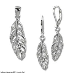 SilberDream Ketten Anhänger Feder Zirkonia weiß 925er Sterling Silber SDH407W