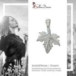 SilberDream Ketten Anhänger -Ahornblatt- Zirkonia weiß 925 Silber SDH4387W