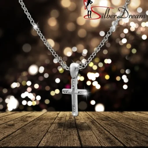 SilberDream Ketten Anhänger Kreuz Zirkonia weiß 925 Silber SDH426W