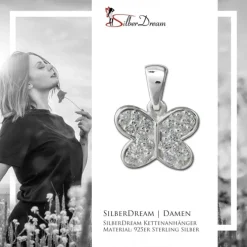 SilberDream Ketten Anhänger Schmetterling Zirkonia weiß 925er SDH8000W