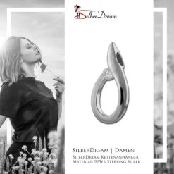 SilberDream Ketten Anhänger Tropfen Zirkonia weiß 925 Silber SDH423W