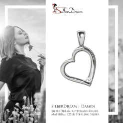SilberDream Ketten Anhänger -Herz- Zirkonia weiß 925 Silber SDH4381W