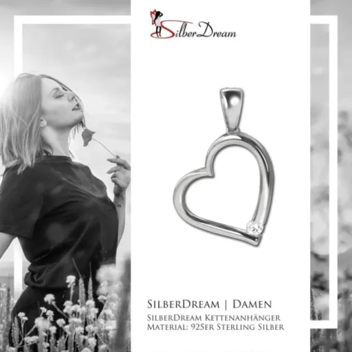 SilberDream Ketten Anhänger -Herz- Zirkonia weiß 925 Silber SDH4381W