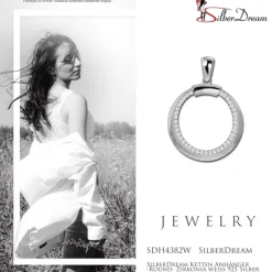 SilberDream Ketten Anhänger -Round- Zirkonia weiß 925 Silber SDH4382W