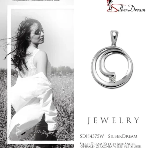 SilberDream Ketten Anhänger -Spirale- Zirkonia weiß 925 Silber SDH4375W