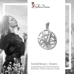 SilberDream Ketten Anhänger Scheibe Zirkonia weiß 925 Silber SDH431W