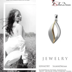 SilberDream Ketten Anhänger -Blatt- bicolor 925er Sterling Silber SDH4378T