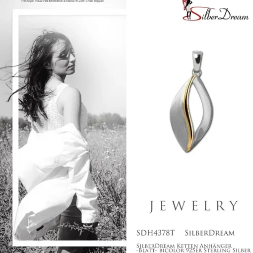 SilberDream Ketten Anhänger -Blatt- bicolor 925er Sterling Silber SDH4378T