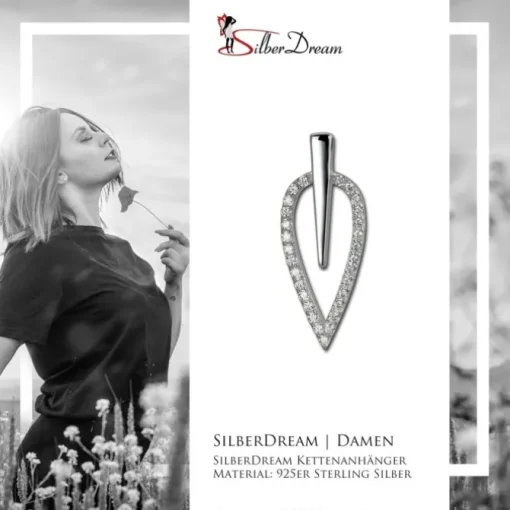 SilberDream Ketten Anhänger Blatt Zirkonia weiß 925 Silber SDH403W