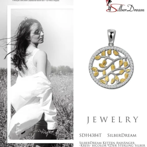 SilberDream Ketten Anhänger -Kreis- bicolor 925er Sterling Silber SDH4384T