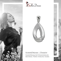 SilberDream Ketten Anhänger Big Zirkonia weiß 925 Silber SDH408W