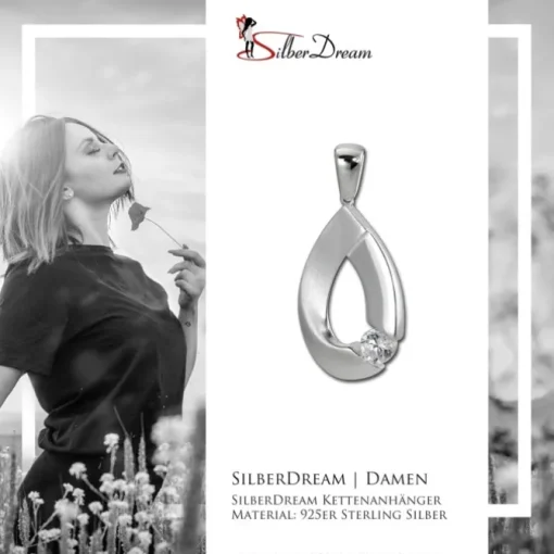 SilberDream Ketten Anhänger Big Zirkonia weiß 925 Silber SDH408W