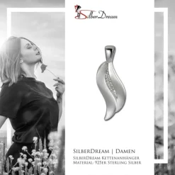 SilberDream Ketten Anhänger Welle Zirkonia weiß 925 Silber SDH410W