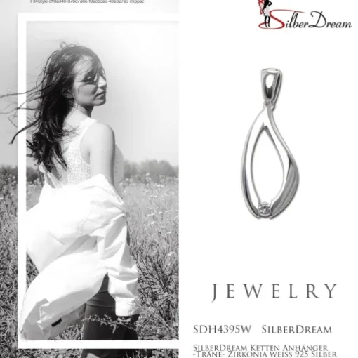 SilberDream Ketten Anhänger -Träne- Zirkonia weiß 925 Silber SDH4395W