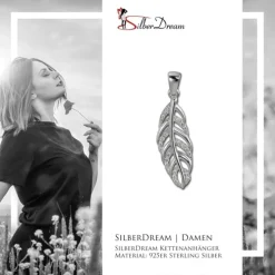 SilberDream Ketten Anhänger Feder Zirkonia weiß 925er Sterling Silber SDH407W