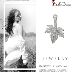 SilberDream Ketten Anhänger -Ahornblatt- Zirkonia weiß 925 Silber SDH4387W
