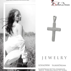 SilberDream Ketten Anhänger -Kreuz- Zirkonia weiß 925 Silber SDH4390W