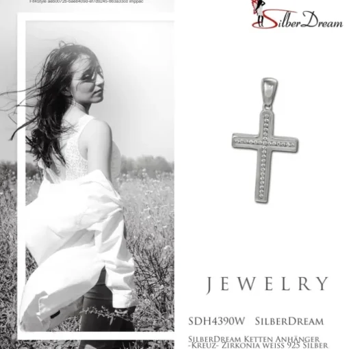 SilberDream Ketten Anhänger -Kreuz- Zirkonia weiß 925 Silber SDH4390W