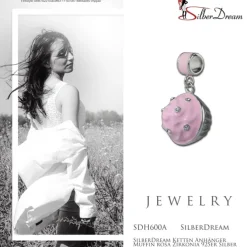 SilberDream Ketten Anhänger Muffin rosa Zirkonia 925er Silber SDH600A