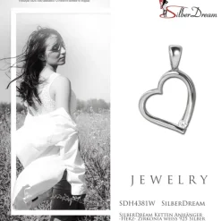 SilberDream Ketten Anhänger -Herz- Zirkonia weiß 925 Silber SDH4381W
